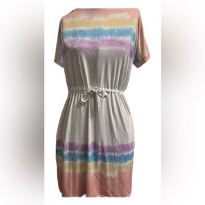 Tie-Dye T-Shirt Dress with Drawstring Waist
